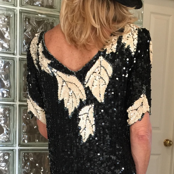 SHOMAX Silk and Sequined Formal Dress, Vintage - Picture 4 of 7